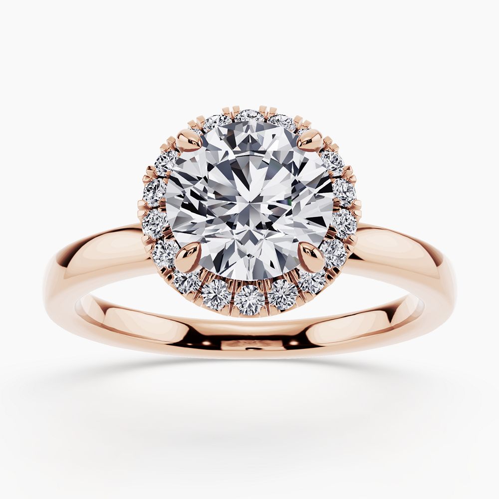 MSR0188-18KR Halo Engagement Ring in 18K Rose Gold – Michael Trio
